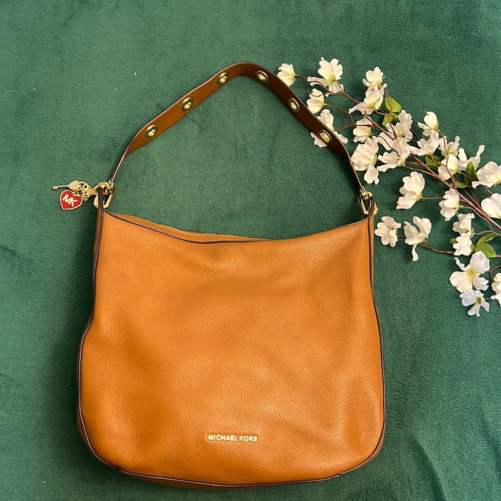 Michael kors brown leather hobo bag